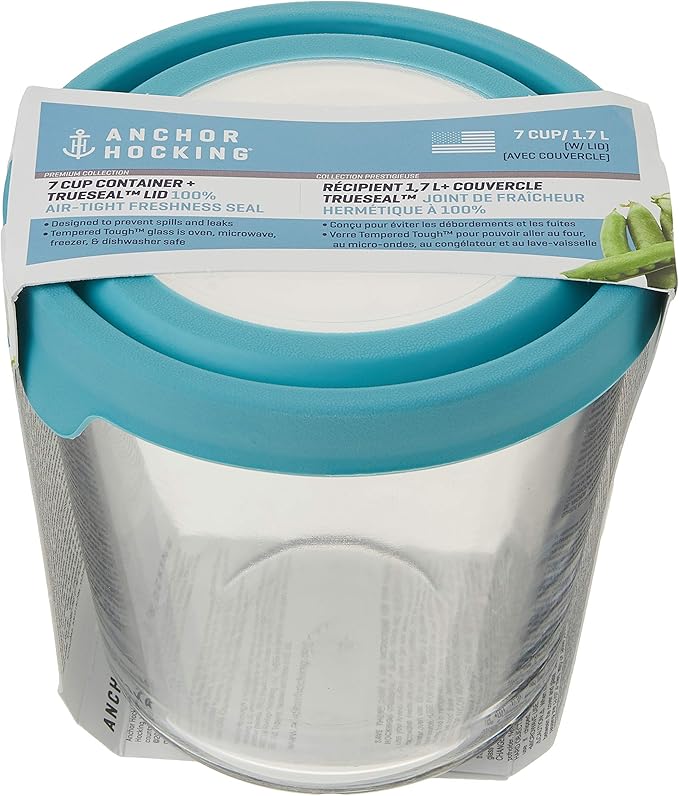 Anchor Hocking Preperation Glass Food Storage, 7 Cup Tall, Mineral Blue