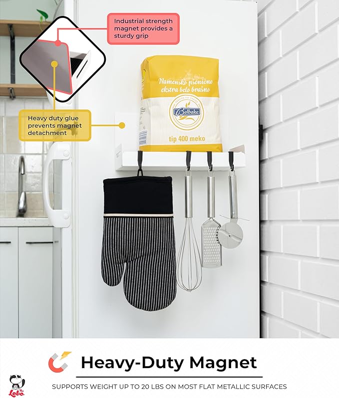 2-Pack Magnetic Spice Rack Refrigerator Shelves – Heavy-Duty 20-LB Capacity Kitchen Magnet Shelf For Side Of Fridges – Handy Laundry Washer & Dryer Storage – Garage Tool Shelf Organizer