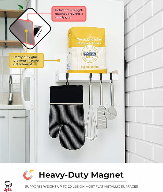 2-Pack Magnetic Spice Rack Refrigerator Shelves – Heavy-Duty 20-LB Capacity Kitchen Magnet Shelf For Side Of Fridges – Handy Laundry Washer & Dryer Storage – Garage Tool Shelf Organizer