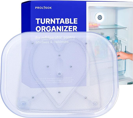 Lazy Susan Turntable Organizer for Refrigerator, Fridge, Storage, Cabinet & Countertop – Rectangular 360-degree Rotation Tray for Kitchen – 15.75 inch, Clear
