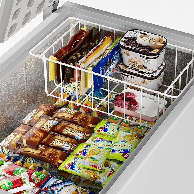 16.5 Inch Chest Freezer Organizer Storage Baskets Bins Metal Wire, Settle freezer chaos and reduce food waste effectively, Durable, Fully Use Space, Improve Air Circulate, 4 Pack
