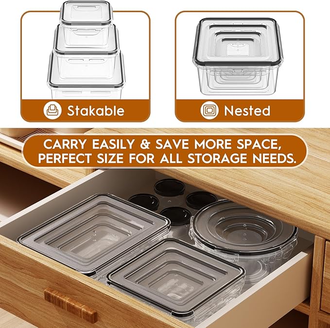44 Pcs Larger Food Storage Containers with Lids Airtight (22 Containers & 22 Lids), Meal Prep Container for Pantry & Kitchen Organization, BPA-Free, Leak-Proof with Labels & Marker Pen