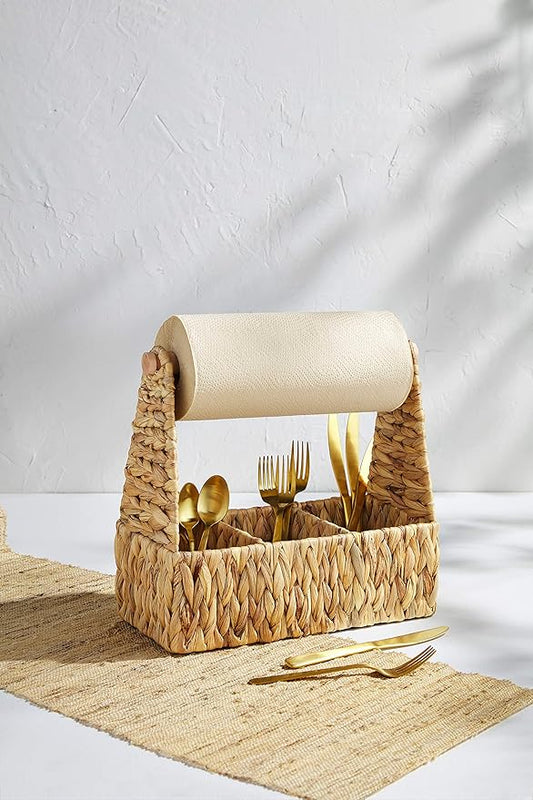 Mud Pie Utensil Caddy, 6.5" x 14", Brown