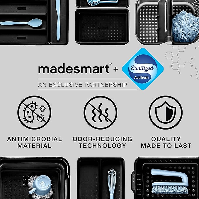 madesmart Antimicrobial 2 Tier Organizer, Pack of 1, Frost