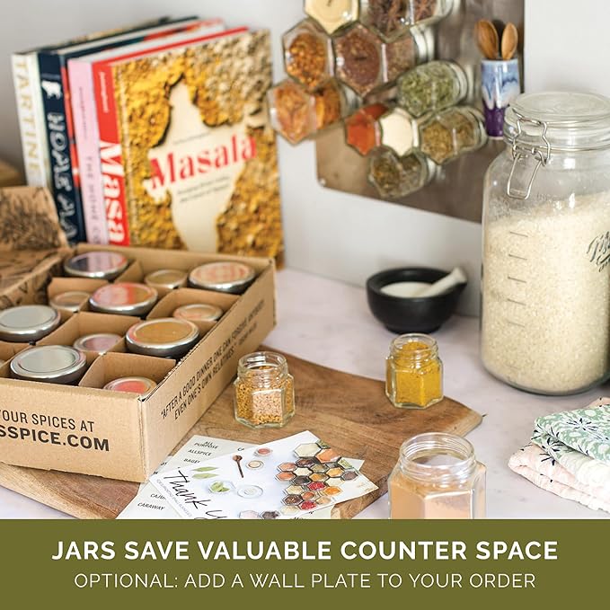 Gneiss Spice Magnetic Spice Jars Sample Pack – 6 Large & 6 Small Empty Glass Jars with Magnetic Lids & Spice Labels | Fridge-Mount Hanging Spice Rack | Refillable Kitchen Organizer
