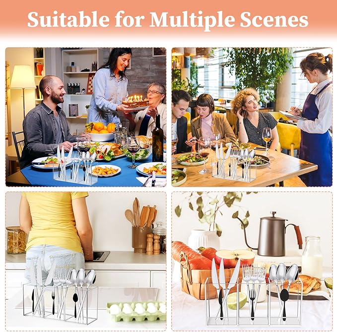 Acrylic Cutlery Storage Organizer Bin Clear Acrylic Silverware Caddy Utensil Holder 3 Compartment Cutlery Caddy Plastic Cutlery Silverware Holder for Countertop Kitchen Party Buffet Picnic