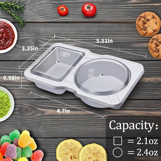 15 Sets Snack Containers, Reusable Double Compartment Condiment With Lids 2 Portion Snack Containers Sauces Dip, Disposable Box to Grab and Go with Prep For Adults, On The Go For Kids