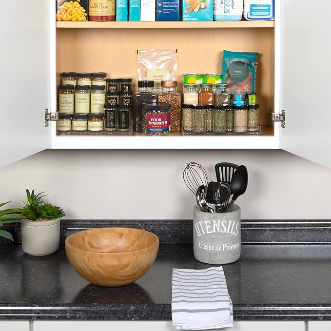Richards 3 Tier Shelf Spice 10" x 4" x 9" Clear Plastic Rack for Cabinet-Eliminate Household Clutter-Organize Canned Food, Seasoning in Pantry