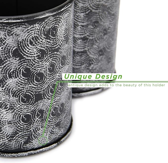 Mind Reader Utensil Holder, Silverware Organizer, Caddy, Cutlery Holder, Galvanized Metal, 7" L x 7" W x 9.5" H, Silver