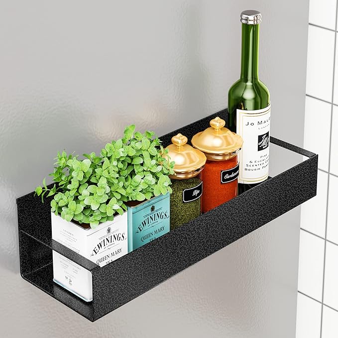 2 Pack Moveable Fridge Magnetic Spice Racks,Metal Cyan