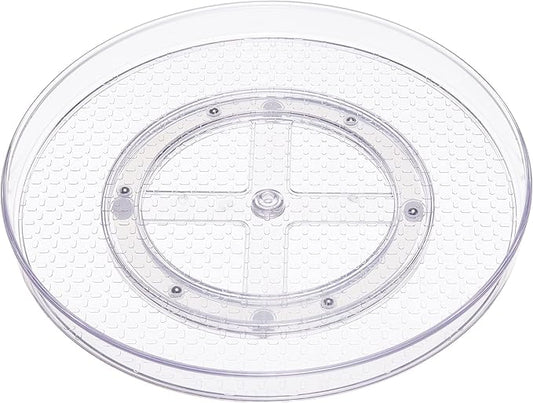 Amazon Basics 2 Tier Lazy Susan Turntable Organizer, 12" Diameter, 2-Pack, Clear