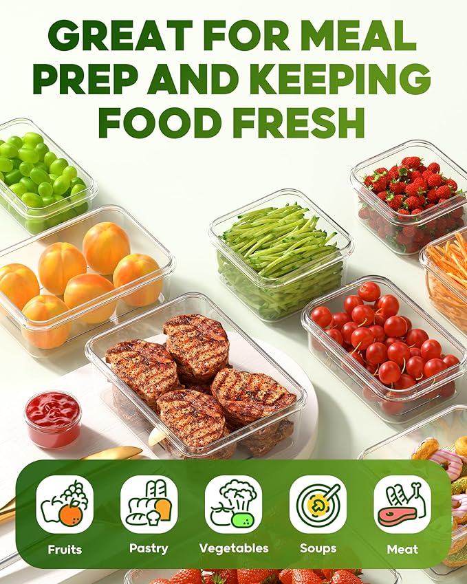 60 PCS Food Storage Containers with Lids(30 Containers & 30 Lids), BPA-Free Plastic Food Containers for Kitchen Storage, Leak Proof, Reusable Meal Prep Containers with Labels & Pen