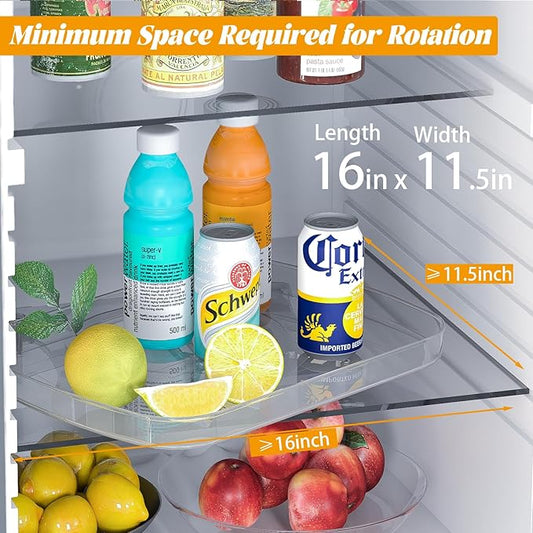 Lazy Susan Turntable Organizer for Refrigerator 360° Refrigerator Organizers and Storage Lazy Susan Organizer for Fridge, Cabinet, and Pantry,13.85"x10.27",(Clear 1 Pack)
