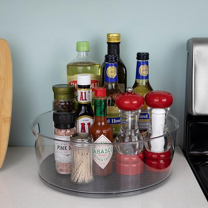 Spectrum Lazy Susan Organizer, Hexa Large (1-Pack) - Lazy Susan Turntable for Cabinet, Refrigerator, Pantry, Table, & Shelf - Rotating & Spinning Pantry Organization - Spice Rack Storage for Fridge
