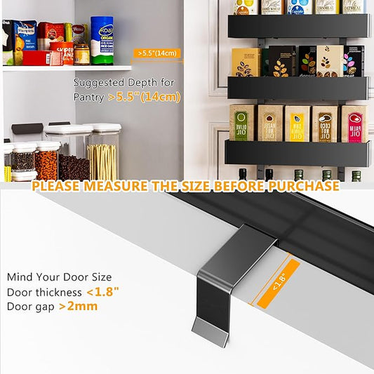 Moforoco 9-Tier Over The Door Pantry Organizer, Pantry Organization And Storage, Metal Hanging Spice Rack Shelves Door