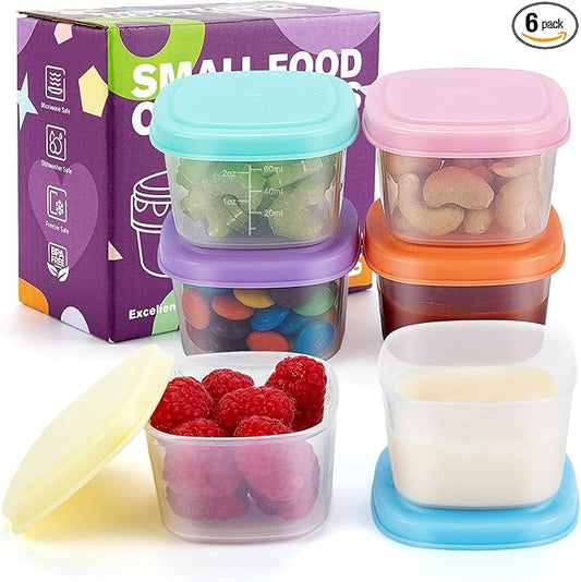 6 Pack Salad Dressing Container to Go 2.7 oz Small Containers with Lids, Reusable Sauce Cups Set for Snack Kitchen Storage Camping Travel, Sauce Containers for Lunch Box (Macaron)
