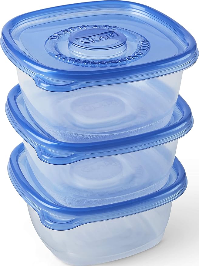 Glad GladWare Tall Entree Food Storage Containers | Large Square Containers Hold up to 42 Ounces, 3 Count | Strong and Sturdy Food Storage Holders (Pack of 2)