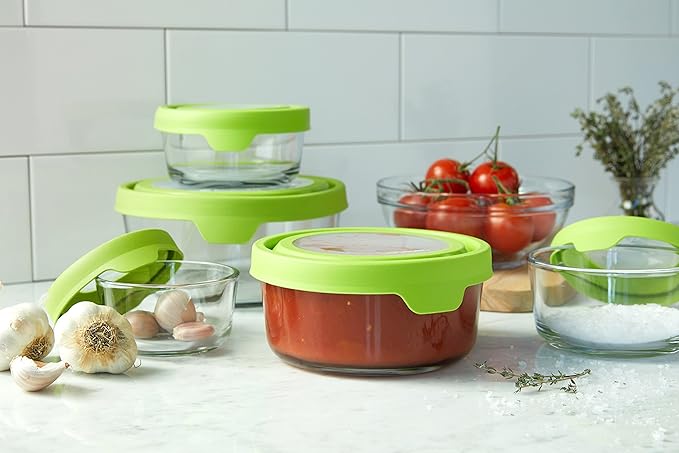 Anchor Hocking TrueSeal Glass Food Storage Containers with Lids, Green, 10-Piece Set