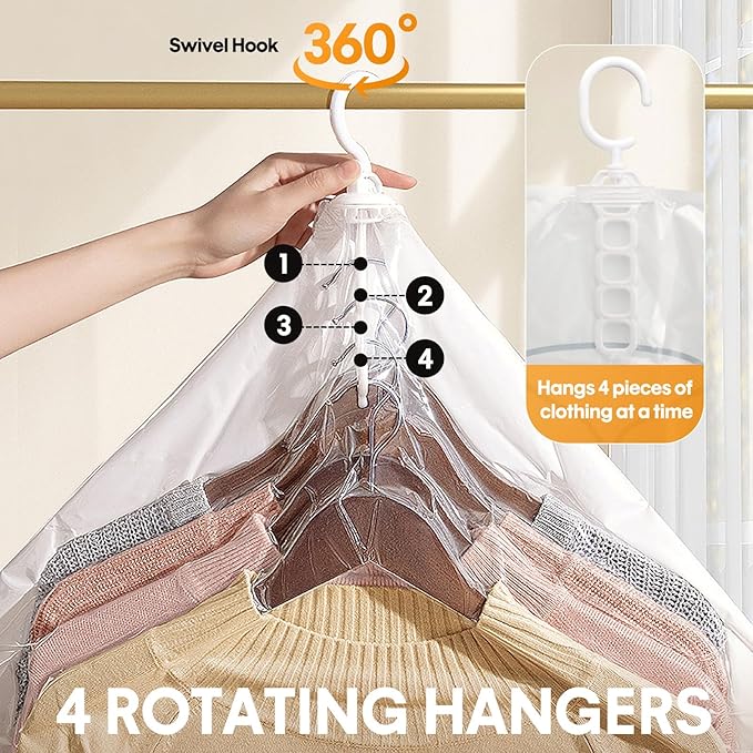 13Pcs Vacuum Storage Bags for Clothes, 10 Vacuum Seal Bags (1Jumbo,3Large,3Medium,3Small) 3 Hanging Clothes Storage Bags Vacuum Sealed(Large, Medium, Small), 80% Space Saver Bags for Home Essentials