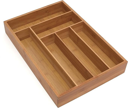 Lipper International 8878 Bamboo Wood Deep Flatware Organizer with 6 Compartments, 12" x 17-1/2" x 2-1/2"
