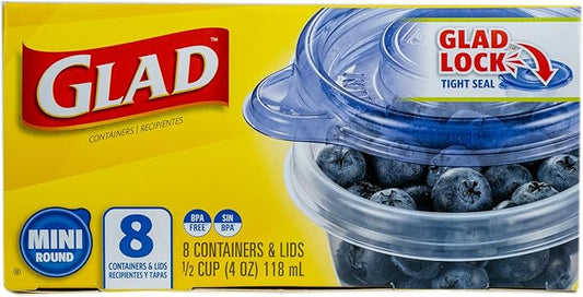 GladWare Mini Food Storage Containers | Small Round Food Containers, Mini Round Food Containers Hold up to 4 Ounces of Food | 4 oz Containers with Lids, 8 Count - 12 Pack