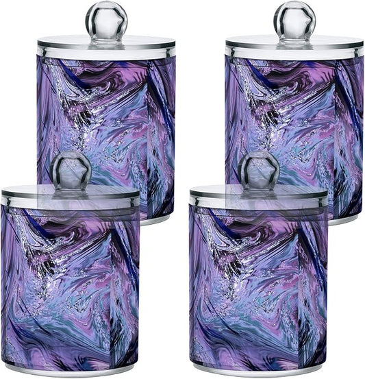 Marble Ripple 2PC Airtight Transparent Plastic Storage Jar Food Storage Container Plastic for Food Herbs Tea etc with Storage Lid easy to use and clean With lid Easy To Use