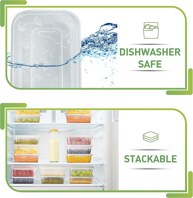 PrepNaturals 10 Pack Meal Prep Containers - 10 Pack of 25 Oz 100% BPA-free Plastic Food Storage Containers with Lids - Reusable Plastic Containers with Lids - Dishwasher Safe Lunch Containers