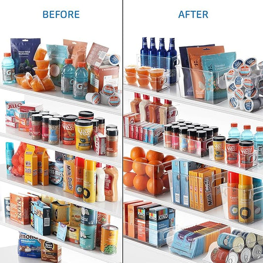 StorageBud Pantry Organization And Storage - Refrigerator Organizer Bins - Stackable Clear Fridge & Freezer Organizer Bins - Great Bins For Pantry, Storage, Organizer, Fridge, Freezer, & More