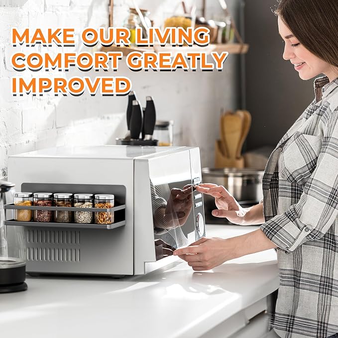Grtard 2 Pack Magnetic Spice Rack for Refrigerator,Strong Magnetic Spice Rack Organizer and Storage,Magnetic Fridge Shelf Organization,Fridge Organizer Shelf for Jars,Home,Kitchen,Cabinet