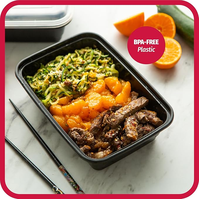 GoodCook Meal Prep Containers, Single Compartment 10-Pack, BPA-Free Reusable Food Storage, Black, Microwave & Freezer Safe, Stackable Meal Prep Containers for Lunches and Snacks