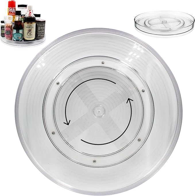 Lazy Susan Turnable Organizer for Cabinet – 11.5 Inches Clear – Heavy Duty Plastic – Multifunctional and Practical Design – Ideal for Kitchen, Under Sink, Bathroom (1 Pack)