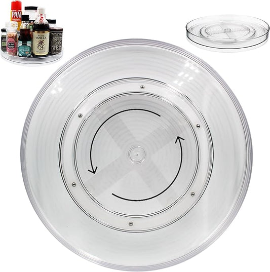 Lazy Susan Turnable Organizer for Cabinet – 11.5 Inches Clear – Heavy Duty Plastic – Multifunctional and Practical Design – Ideal for Kitchen, Under Sink, Bathroom (1 Pack)