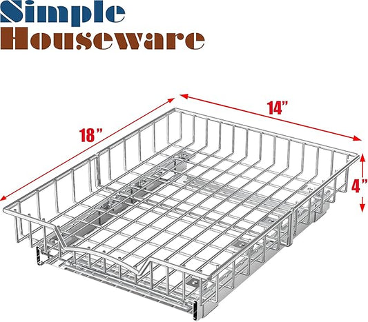 Simple Houseware Under Cabinet Pull Out Sliding Shelf Drawer Organizer, 18" D x 14" W