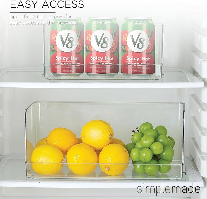 SIMPLEMADE Clear Refrigerator Organizer Bins - Clear Bins for Fridge, Containers for Fridge and Freezer, Multipurpose Storage for Kitchen, Office, Bathroom, Pack of 3 (Design 1)