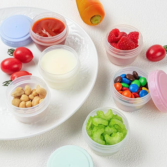 6 Pack Salad Dressing Container to Go 2.7 oz Condiment Containers with Lids Sauce Containers for Lunch Box Reusable Sauce Cups Set for Snack Kitchen Storage Camping Travel (Morandi)