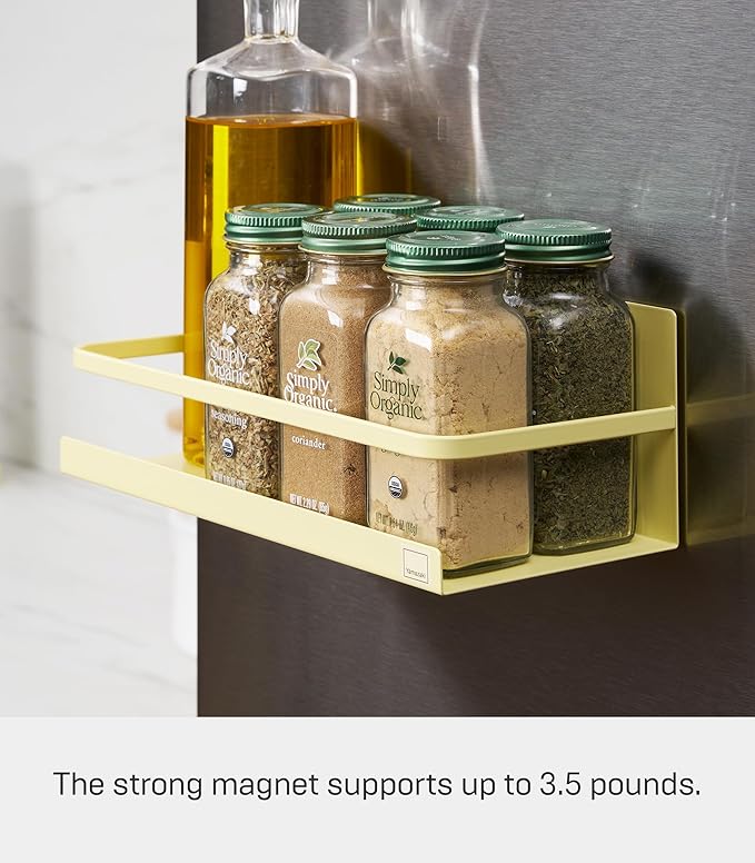 Yamazaki Home Plate Magnetic Spice Storage Rack Organizer for Fridge - Steel