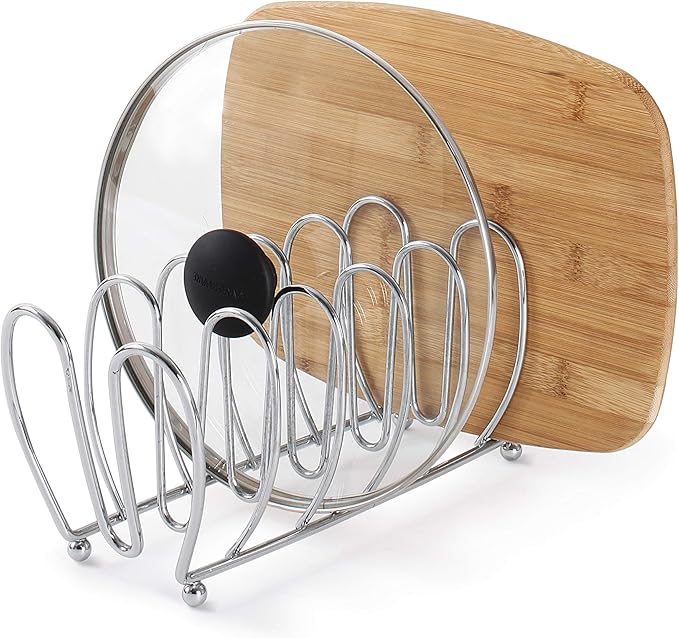 Spectrum Diversified 20870 Bloom Lid Organizer, Plate Rack, Cookie Sheet Holder Chrome