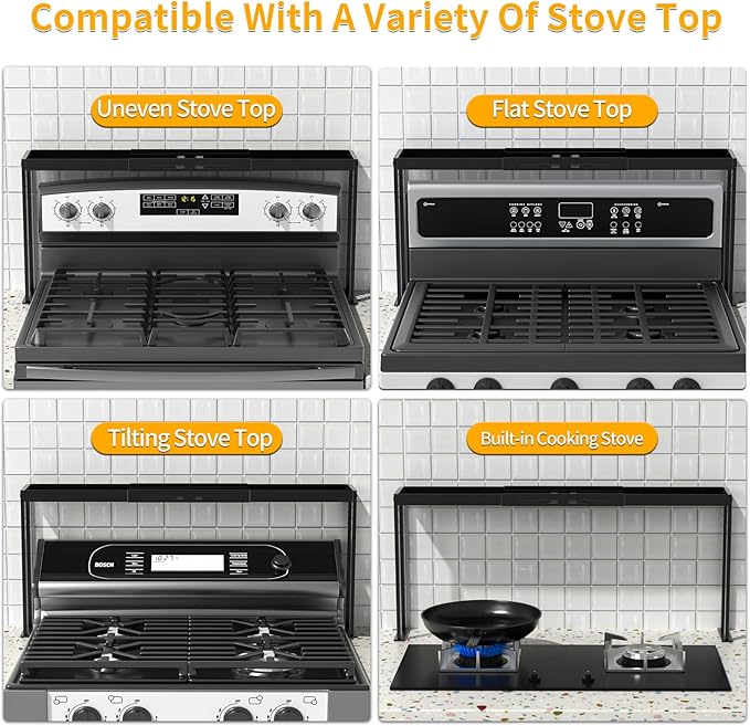 Spice Rack Shelf for Kitchen Stove, Adjustable 27 to 33 Inch Spice Rack Organizer, 4 Level Adjustable Height Stove Top Shelf for Kitchen, Over the Stove Shelf for Countertop, Black