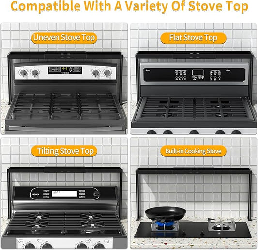 Spice Rack Shelf for Kitchen Stove, Adjustable 27 to 33 Inch Spice Rack Organizer, 4 Level Adjustable Height Stove Top Shelf for Kitchen, Over the Stove Shelf for Countertop, Black