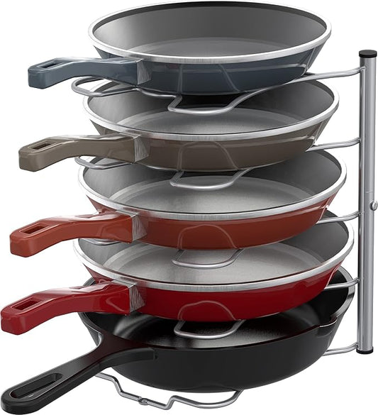 Simple Houseware Cabinet Pantry Pot and Pan Organizer Holder Rack, Silver