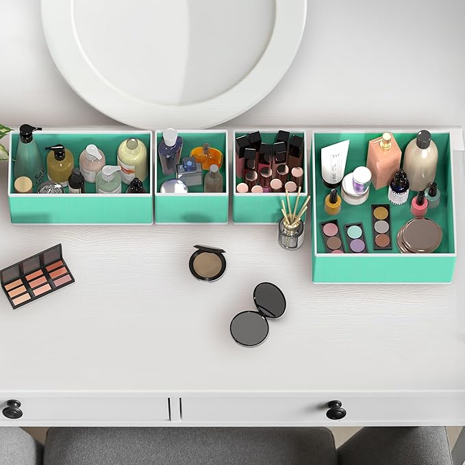 Simple Houseware Underwear Drawer Organizer for Lingerie/Undergarment/Bra/Panty/Sock/Onesie, Set of 6, Turquoise