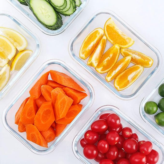 M MCIRCO 10-Pack,22 Oz Glass Meal Prep Containers,Glass Food Storage Containers with lids,Glass Lunch Containers,Microwave, Oven, Freezer and Dishwasher (Gray)