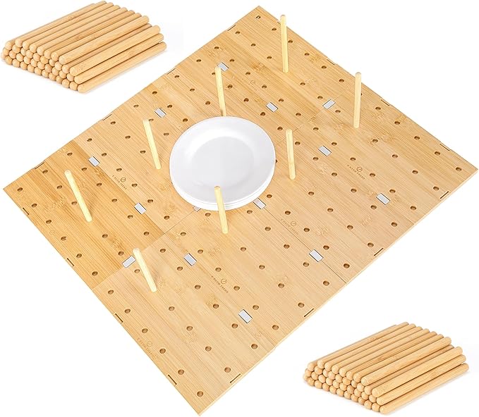 Peg Board Drawer Organizer for Kitchen (24*21 inch) | Kitchen Drawer Organizers for Dishes Plates Bowls Condiment Spice | Pegboard Organizer for Cabinet RV Storage