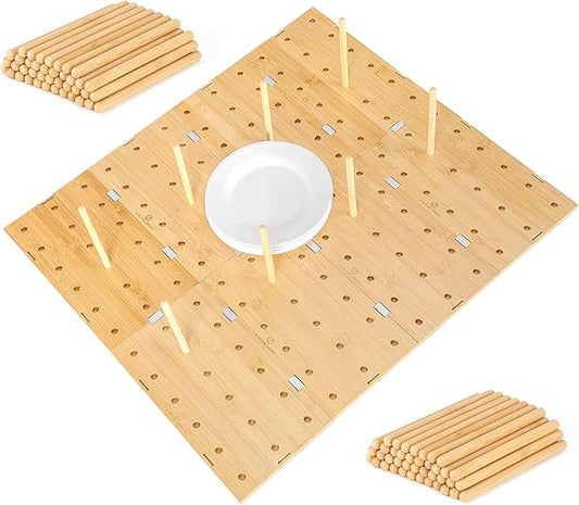 Peg Board Drawer Organizer for Kitchen (24*21 inch) | Kitchen Drawer Organizers for Dishes Plates Bowls Condiment Spice | Pegboard Organizer for Cabinet RV Storage