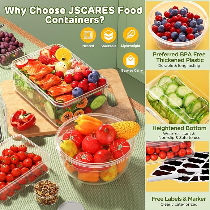 46 PCS Food Storage Containers with Lids Airtight (23 Lids &23 Containers) - Leakproof Meal-Prep Containers for Kitchen Storage