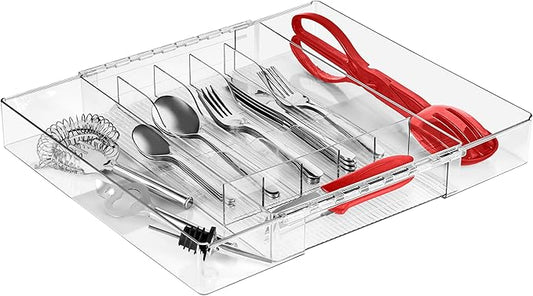 Sorbus Silverware Organizer – Expandable Kitchen Drawer Organizer, Non Slip Adjustable Utensil Organizer, Cutlery Tray for Forks, Knives, Spoons – Multipurpose Flatware and Kitchen Storage Solution