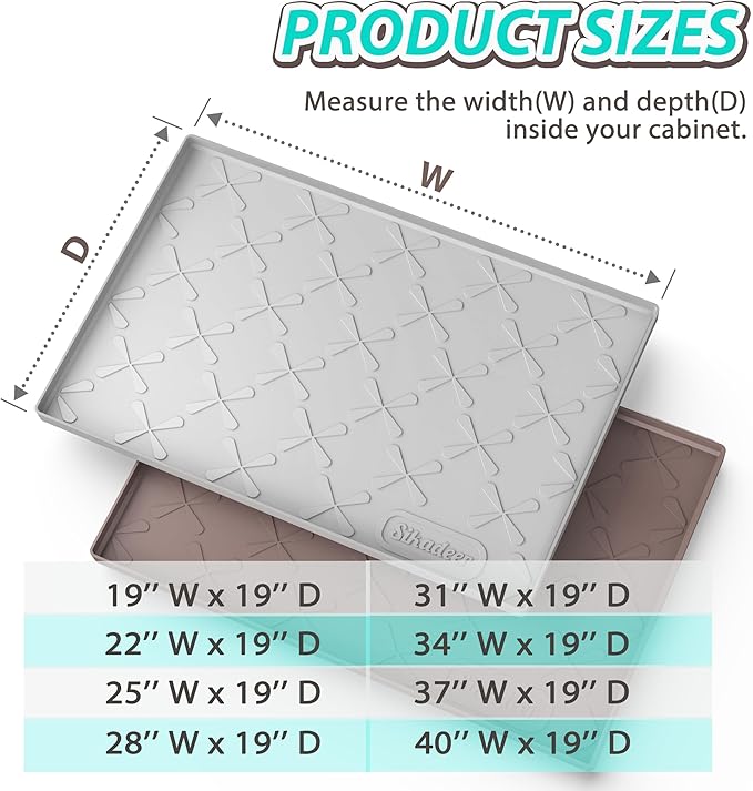 SIKADEER 31" x 19" Under Sink Mat Waterproof, Silicone Mat Kitchen Drawer Shelf and Cabinet Liner, Sink Protector for Bathroom Organizers and Storage, Boot Tray Pet Food Mats