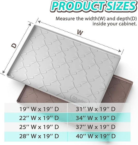 SIKADEER 31" x 19" Under Sink Mat Waterproof, Silicone Mat Kitchen Drawer Shelf and Cabinet Liner, Sink Protector for Bathroom Organizers and Storage, Boot Tray Pet Food Mats