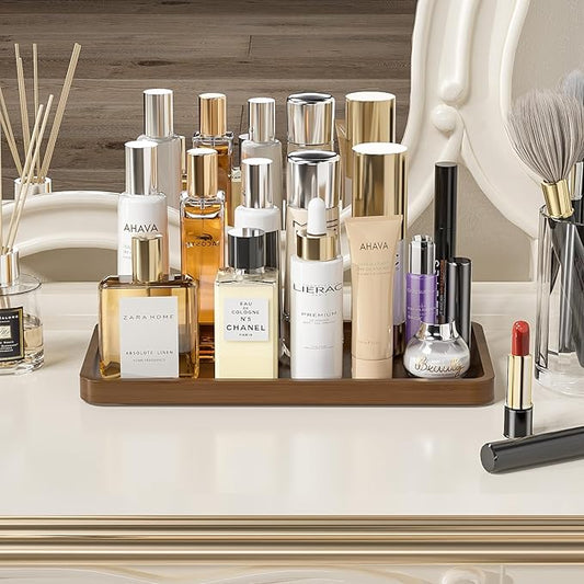 Weenson Bathroom Vanity Tray for Soap Dispenser, Perfume, Makeup, Dresser Jewelry, Decor, Candle, Bamboo Kitchen Tray for Counter Coffee Spice Salt Brown Toilet Tank Tray11.81”L x 6.1”W x 0.79”H