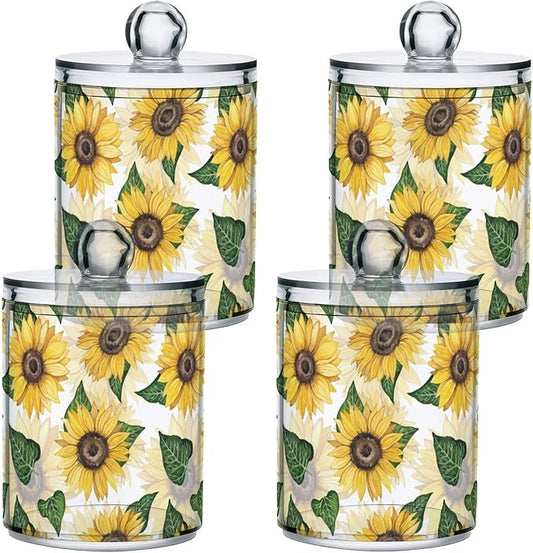 Sunflower 2PC Airtight Transparent Plastic Storage Jar, Food Storage Container Glass, Can Store Candy, Salt, Coffee Beans, With lid, Easy To Use